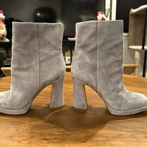 Sam Edelman Light Gray Suede Heeled Boots